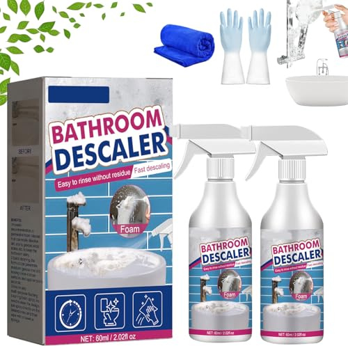 Avkalkningsmedel för badrum, avkalkare, badrum avkalkare rengörare, badrum avkalkare skum rengöringsmedel, badrum avkalkningsspray, badrum avkalkningsmedel envis fläckar rengörare, ingen sköljning (2,