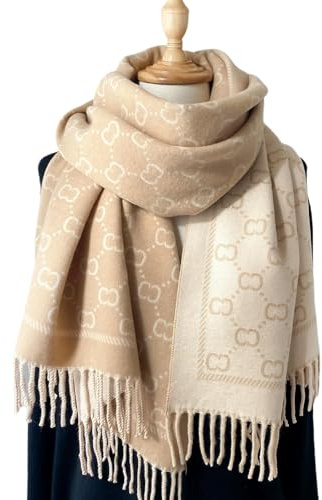 JIAHAOS Scarf dam simulerad kashmirscarf varm på vintern lång tjock kashmir touch tofs mode färgkontroll sjal scarf khaki