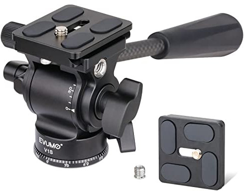 EVUMO Stativ Fluidkopf Mit 2 Schnellwechselplatte, 360-Grad-Kamera-Stativ-Videokopf, 260g Stativkopf Stabiler Adapter Für Stative, DSLR, Low-Gravity-Panoramakopf Arca-Swiss-Kompatibel, 4kg Tragkraft