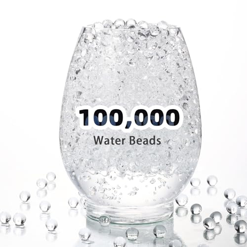 Awrmoo 100000 Water Beads Clear,Water Gel Jelly Beads for Vases Filler,Floting Candles,Wedding Centerpiece,Christmas Decoration,Floral Arrangement,Home Decoration