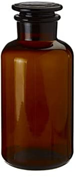UNIQUE HOME LIVING Apothecary Jar Reagent Bottle, 1000ml Amber Glass Storage Jar with Lid, Reusable Vintage Refillable Container for Herbs, Spices, Oils, Bath Salts, Lotion, Perfume