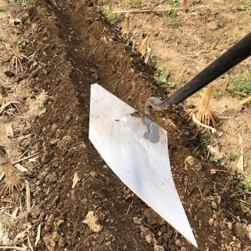 Zappa triangolare, aratro da giardino, zappa da giardino, zappa triangolare, strumento da giardino, aratro manuale per giardinaggio (argento)