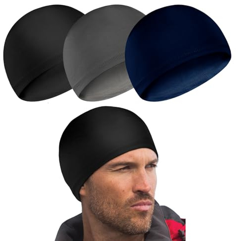 Lot de 3 bonnets de vélo sous casque, pour l'été - Doublure de casque - Séchage rapide - Multifonctionnel - En soie glacée - Extensible - Pour cyclisme, moto, homme et femme