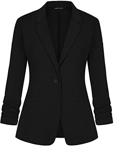 MINTLIMIT Women's Blazer Suit Jacket, Mint, 3/4 Ruched Sleeve, Notched Lapel, One Button, Standard Length, Business & Casual, UK Size
