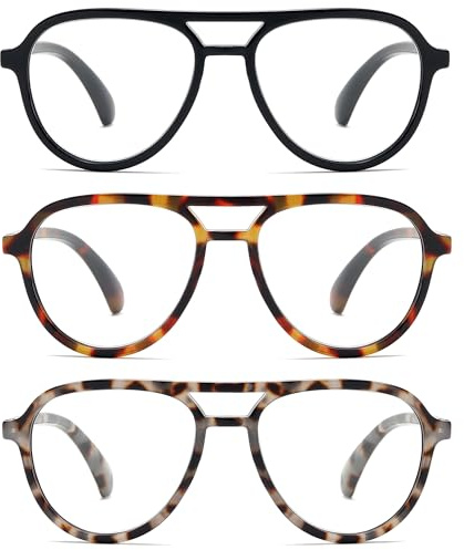 ZXYOO Occhiali da Lettura Anti-Luce Blu, Set da 3 Paia (Nero, Tartaruga Grigia, Tartaruga Marrone) + Panno Pulitore – Ideale per Lavoro al PC, Lettura e Uso Quotidiano+1.00