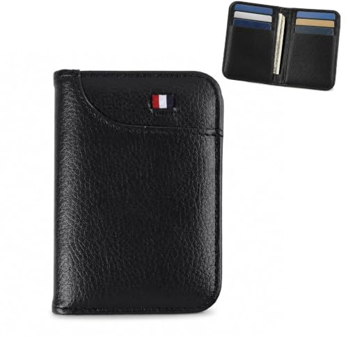 Sylalxeba Etui Cartes RFID Blocker avec 4 Emplacements, Porte Carte Bleu Compact pour Homme et Femme, Housse Karton Protection Anti Piratage Coins Métalliques Noir