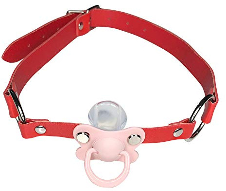 DDLG/ABDL Schnuller für Erwachsene, mit Halsband, Rot (Rosa)