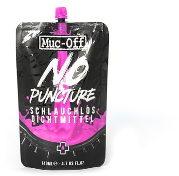 Off No Puncture Hassle Tubeless Sealant däcktätningsmedel, 140 ml – högkvalitativt däcktätningsmedel för slanglösa cykeldäck med UV-spårfärg, tätar sprickor och hål upp till 6 mm