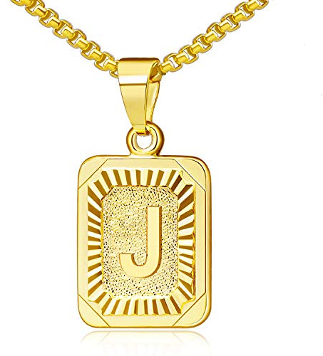 JSJOY Initial Necklaces for Women 18k Gold Pendant Letter Necklaces J Necklace for Men 2023 Graduation Gifts Square Letter Pendant Necklace Mothers Day Jewelry for Women