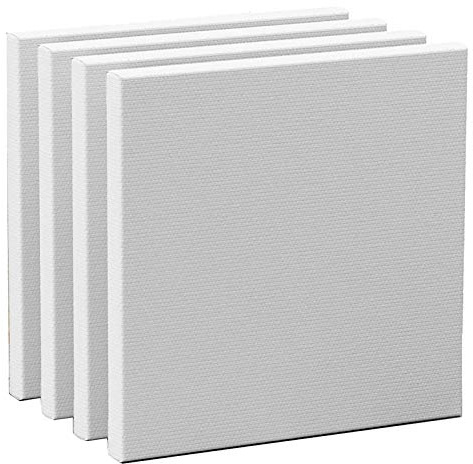 Elvielsl 4 Pack Artist Blank Canvas, 20X20cm (8” x 8”) Painting Canvas Frame Stretcher Painting Board for Acrylic Oil Water Painting Ideal for Professional Artist, Hobby Painter & Beginner