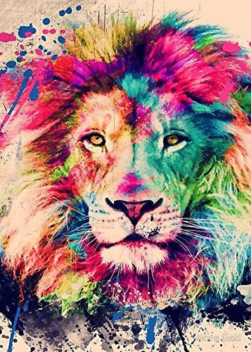 Lidiper 5D Diamond Painting Kits, DIY Diamond Painting Cross Stitch Full Drill Crystal Rhinestone Painting Embroidery Paintings Pictures Arts Craft for Home Wall Decor (Lion 30 x 40CM)