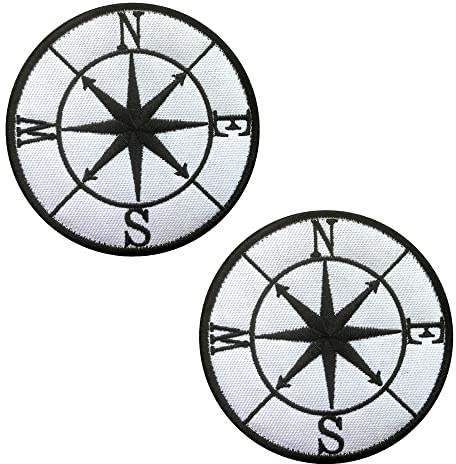 2 x Taktisch Kompass Bestickter Aufnäher mit Verschluss für Jeans, Jacken, Kleidung, Handtaschen, Mützen,Rucksack,Uniform,Weste,CS/Outdoor-Reise Hook Loop Patch für Kinder und Erwachsene