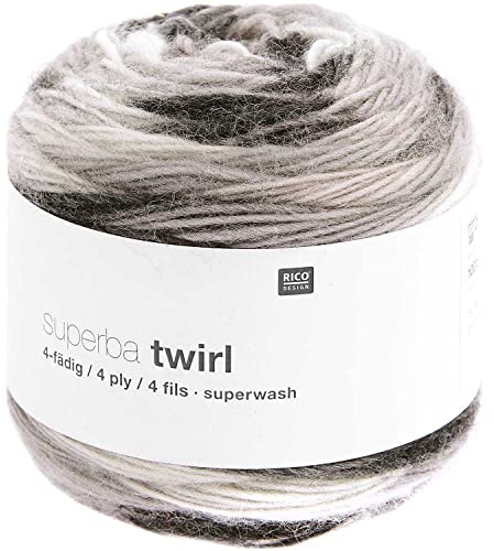 Rico Design Superba Twirl - Gomitolo di lana per calze a 4 fili, con gradiente, per lavorare a maglia, per due calzini diversi, 100 g (01)