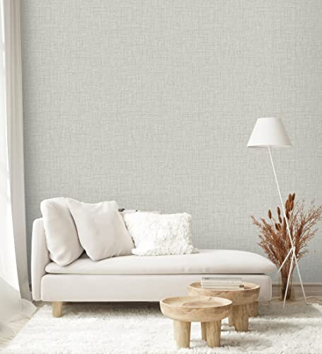 GAULAN 500680821 - Papel pintado vinílico ecológico efecto textil de lino color gris en relieve para pared salón cocina baño dormitorio comedor - Muestra DIN A4
