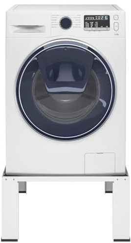 Tino Tech Socle pour machine à laver 63x54x31 cm Blanc Capacité de charge 100 Kg Support pour machine à laver - Plateau pour machine à laver Support pour machine à laver et sèche-linge - Support