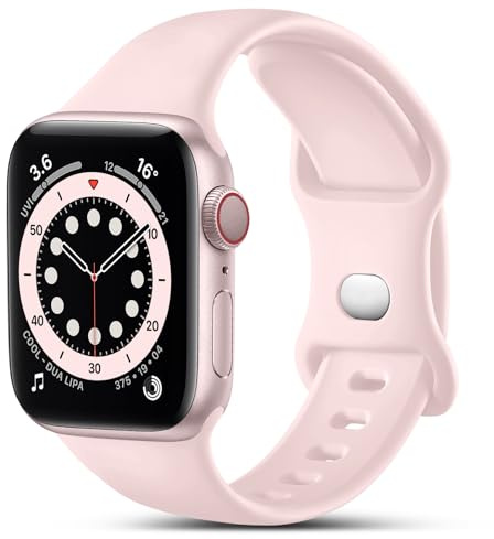 CeMiKa Compatible with Apple Watch Strap 38mm 41mm 40mm 42mm, Silicone Sport Band Replacement Straps Compatible with Apple Watch Series 11 10 9 8 7 6 5 4 3 SE SE3/iwatch Strap, Women Men, Light Pink