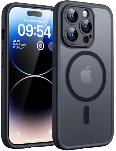 TOCOL for iPhone 14 Pro Max Case, Fit for MagSafe, Upgraded Full Camera Protection, Magnetic Shockproof Slim Translucent Matte for 14 Pro Max Case (Black)