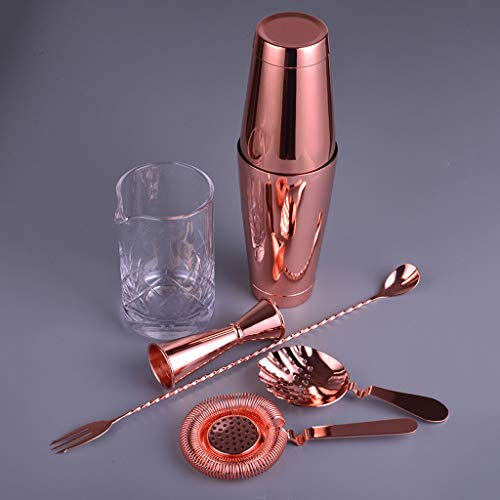 CTCOIJRN 6-delat barset kopparversion Boston Cocktail Shaker Bartender Set innehåller ett blandningsglas