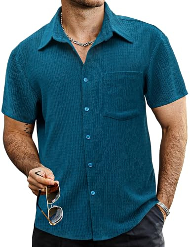VATPAVE Mens Button Down Short Sleeve Shirt Summer Shirts XL P RoyalBlue