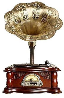 Skivspelare, Musikdosa Bluetooth Fonograf Skivspelare, Portabel version Gramophone Vintage Retro Style Subwo