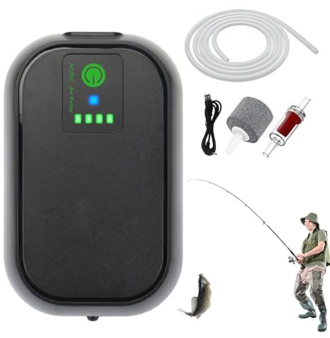 Aérateur pour Seau À Appâts - Pompe à Air pour Pêche en Extérieur | Pompe Portable Silencieuse pour Appâts et Aquarium