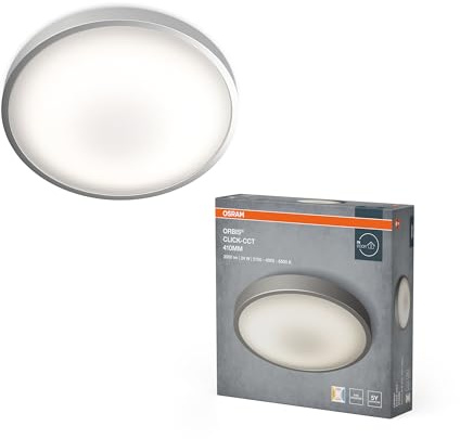 Osram Orbis LED-Deckenleuchte Wandleuchte mit Weißlichtwechselfunktion über Wandschalter, dimmbar, Anbauleuchte in Weiß aus Aluminium, IP20-Schutz, für dekorative Wohnbeleuchtung