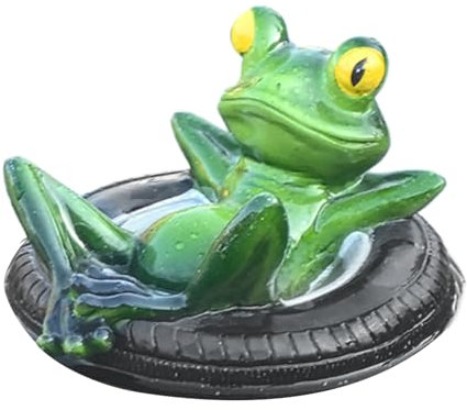 Statues De Grenouille Pour Le Jardin - Fluant Pond Figure Sur Les Pneus | Figure Décorative Drôle Pour La Pelouse, Le Balcon, La Piscine Et La Cour Arrière | Sculpture Animale Pour L'intérieur Et L'ex