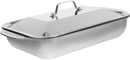 Garneck Vassoio Rettangolare Finitura Elegante in Acciaio Inossidabile per Alimenti Resistente ai Graffi Design a Bassa profondità per Grigliare Pesce e Cucinare