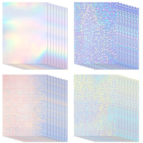 32 Feuilles De Film Adhésif transParent 210 x 297 mm, Papier Holographique Plastifieuse A4 Autocollant Transparent, Papier Feuille Plastifieuse Pour Artisanat Décalcomanies Décorations