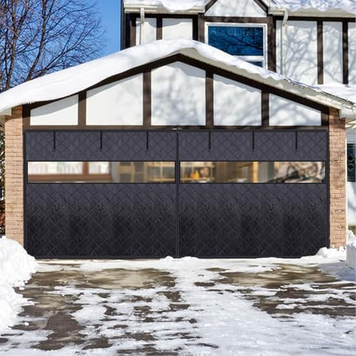 Garageportsnät för vintern, garageportsisoleringskit synliga fönster, magnetisk värmeisolerad garageportsnät 183x198cm 213x244cm 305x305cm vindtät, Ljudisolerat(Black,W518xH244cm)