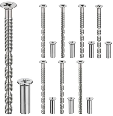 8 Sets M4 Bolt Connecting Screws, M4 Bolt Cabinet Door Knob Screws and Sleeves Adjustable Length Long Screw for Hollow Door Handles Knobs Escutcheons and Others