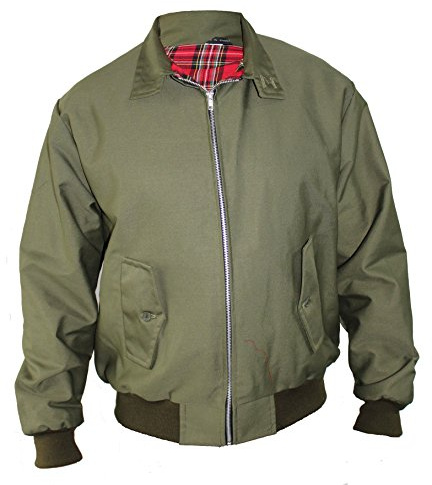 Skytex UK Harrington, giacca classica, stile retrò, disponibile in 10 colori, taglie XS-8XL verde oliva XL