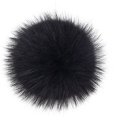 Real Raccoon Fox Fur Pompom with Button Big Fur Ball for Beanies DIY Accessory