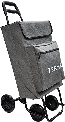 ORYX Carro De La Compra 4 Ruedas Jaspeado Gris 45 litros Carrito De La Compra Poliester con Bolsa Térmica Refrigeración