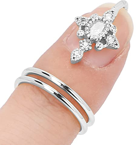 Anillo de Punta de Dedo, Anillo de Uñas de Dedo de Mujer Cobre Galvanizado Anillos de Uñas de Moda Accesorio de Arte de Uñas(3057 Platino)