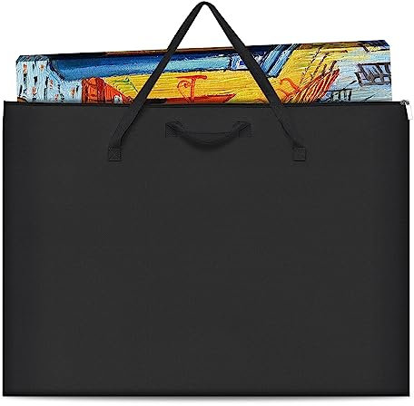 ZKOO Art Portfolio Bag, Light Weight Art Canvas Portfolio Case with Nylon Shoulder Strap, Carrying Storage Case for Artwork, Poster, Sketching, and Drawing (Compatible 18 * 24 Inch-Black)