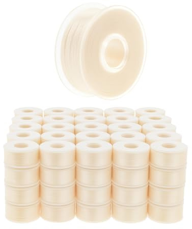 Mandala Crafts 144 Cream Size L Prewound Bobbins for Singer Sewing Machine -Size L Prefilled Bobbin Thread for Brother Sewing Machine and Embroidery