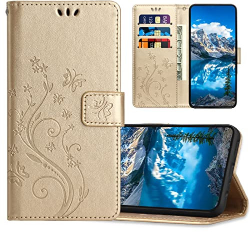 Coque pour Huawei P Smart Z / Y9 Prime 2019 / Honor 9X, Housse en Cuir PU avec Fonction de Support, Etui à Rabat Portefeuille Coque Compatible avec Huawei P Smart Z/Honor 9X, Or