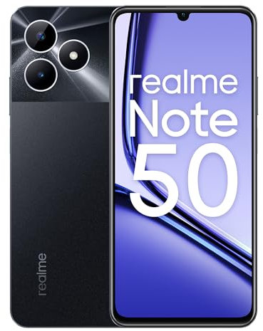 realme Note 50 Smartphone, Teléfono Móvil 4+128 GB, Fuselaje Ligero de 7,99 mm, Pantalla de 90 hz, Cámara ai de 13 MP, Batería de 5000 mah, Doble Tarjeta Sim, Negro (Sin Cargador)