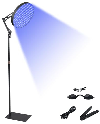 Solarium pour la maison - Lampe de bronzage ronde portable avec 250 LED et support - 50 W - Lampe solaire pour le corps et le visage (noir, avec support haut)