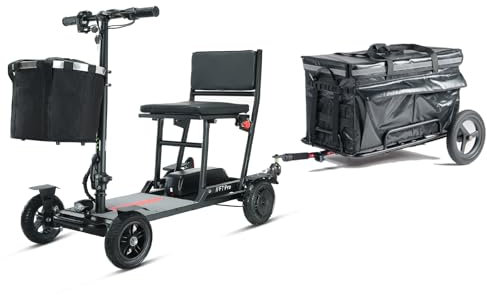 Freejoyer F7pro Elektromobil für Senioren Faltbarer 4 Räder Seniorenmobil Mobilitätsroller mit Körbchen bis zu 35KM (Grau mit Heckkasten)