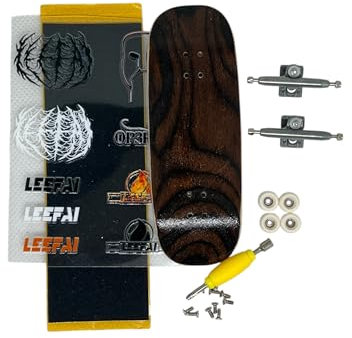 Pro Wooden Fingerboard Complete Set, Climbing Board, 34x96mm, 5-Ply Maple Deck with leefai g4 Trucks and Urethane 65d Mini Skateboard Wheels