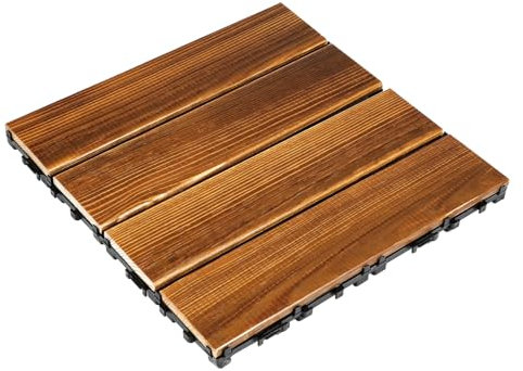 Didiseaon Outdoor Interlocking Wooden Deck Tile Patio Flooring for Balcony Garden Durable Easy to Install Fine Texture Wood Material for Outdoor Spaces