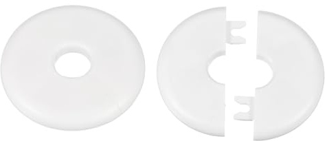 sourcing map 2pcs Wall Split Flange 16.5mm/0.6 Self-Adhesive Plumbing Cover Plates ABS Plastic Round Escutcheon Plate Buckle Design for Water Pipe Bathroom Kitchen Decoration, White