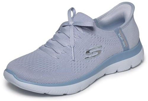 Skechers Damen Summits New Daily Turnschuhe, Slate Knit/Light Blue Trim, 37.5 EU
