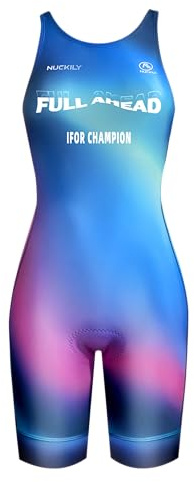 NUCKILY Combinaison de triathlon, combinaison de sport une pièce pour femme - Combinaison de course légère rembourrée - Cyclisme - Maillot de bain - Pour course à pied