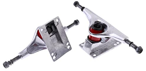 MERIGLARE 2 Piezas Reemplazo para Camiones de Skateboard Camiones de Longboard Camiones de Aluminio Camiones Pulidos Diseño Robusto con Eje de Acero Y Bushing P, Plata