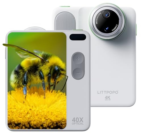 MicroCam-X1 Fotocamera digitale 4K, sensore BSI CMOS da 12 MP, microscopio 400X, video 4K, messa a fuoco automatica, LCD da 3,5 pollici, fotocamera compatta per bambini per l'apprendimento STEM |