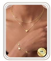 Kakonia Gold Jewellery Sets for Women Dainty Bead Necklace and Bracelet Set