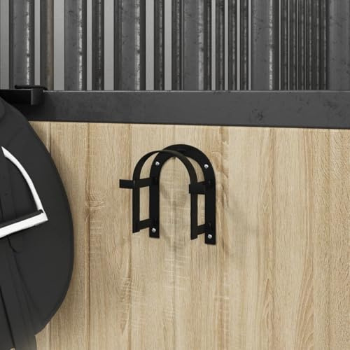 Ziaphsol Support mural noir de 17,5 cm en fer revêtu par pulvérisation, selle et bride pour rênes, matériel de nettoyage et accessoires dans l'écurie